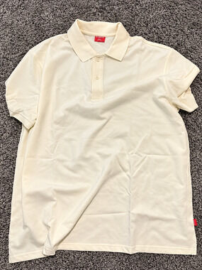 Kingsted Men’s Classic Pique Polo Shirt Cream 2XL XXL Short Sleeve Casual
